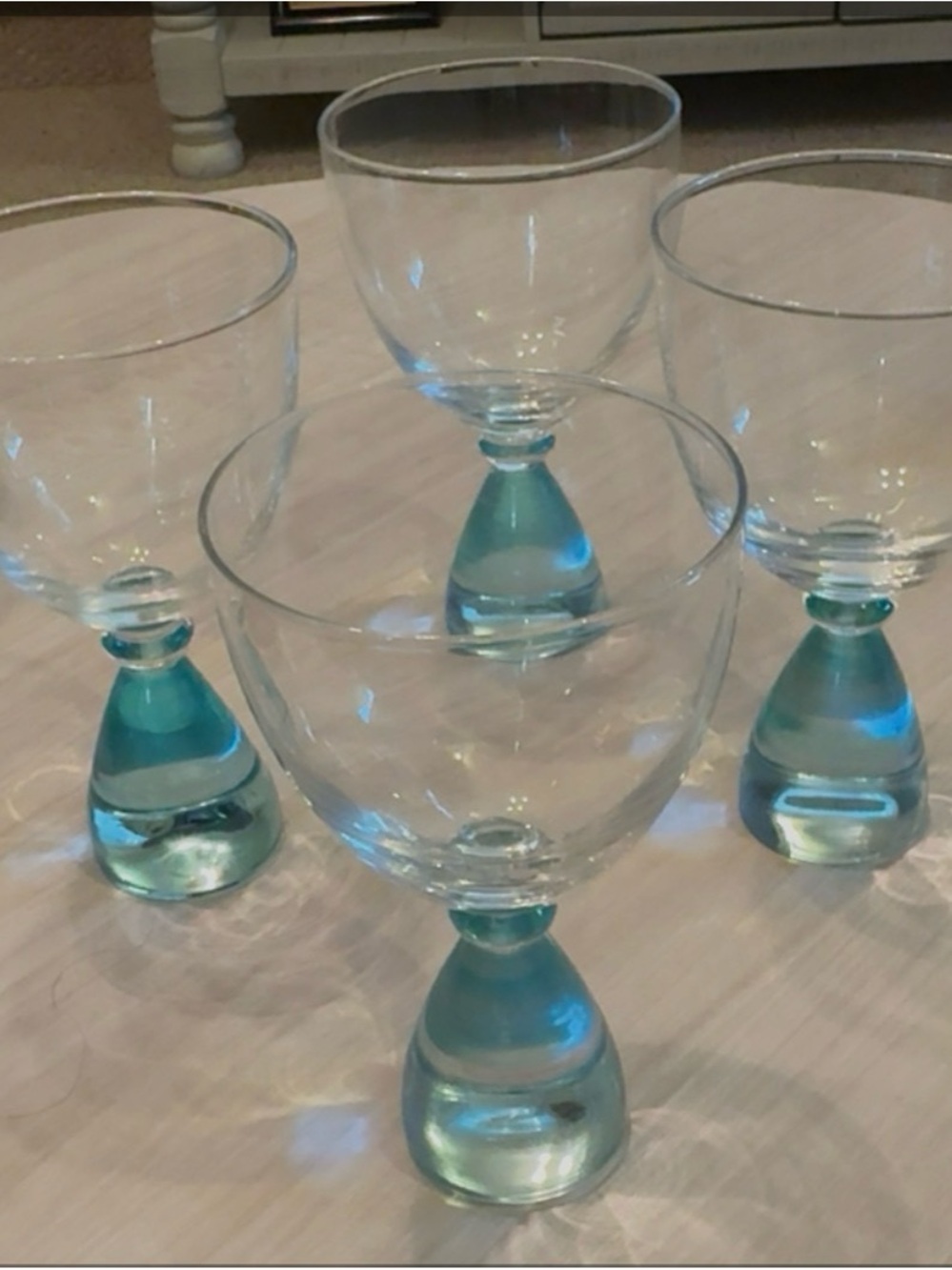 Set of 4 Aqua Stemmed Goblets